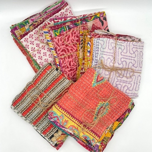 Set of 8 Kantha Cloth Napkins 16" Assorted Cotton Party Holiday Boho Mix match - Picture 6 of 13